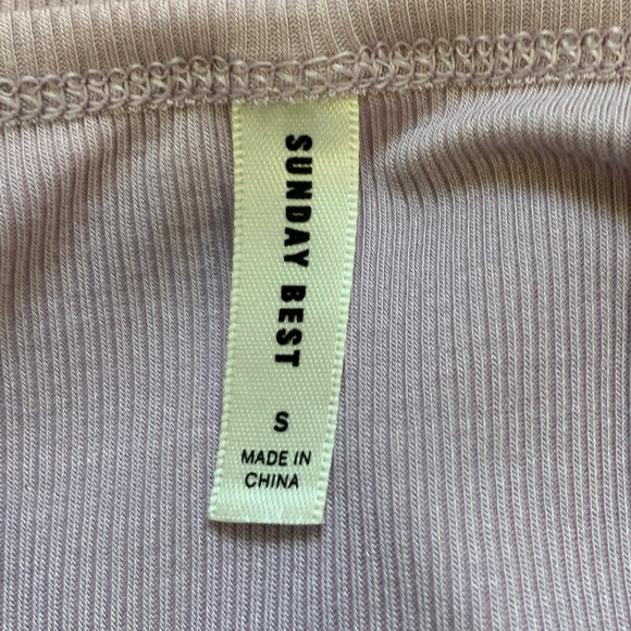 Aritzia Sundays Best Lavender Crop Ribbed Button Down Short Sleeve Soft Top sz S - Picture 5 of 5